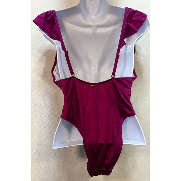 Pink Victoria's Secret Women's One Piece Swimsuit Deep Plunge V Neck Sz M Purple - Picture 2 of 8